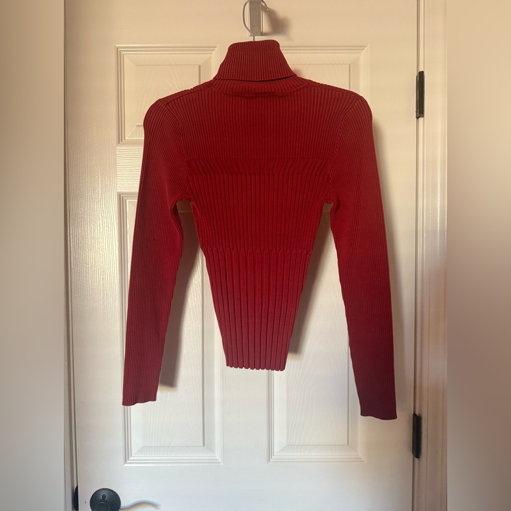 VINTAGE Laura Leigh Red Ribbed Turtleneck - Picture 2 of 3